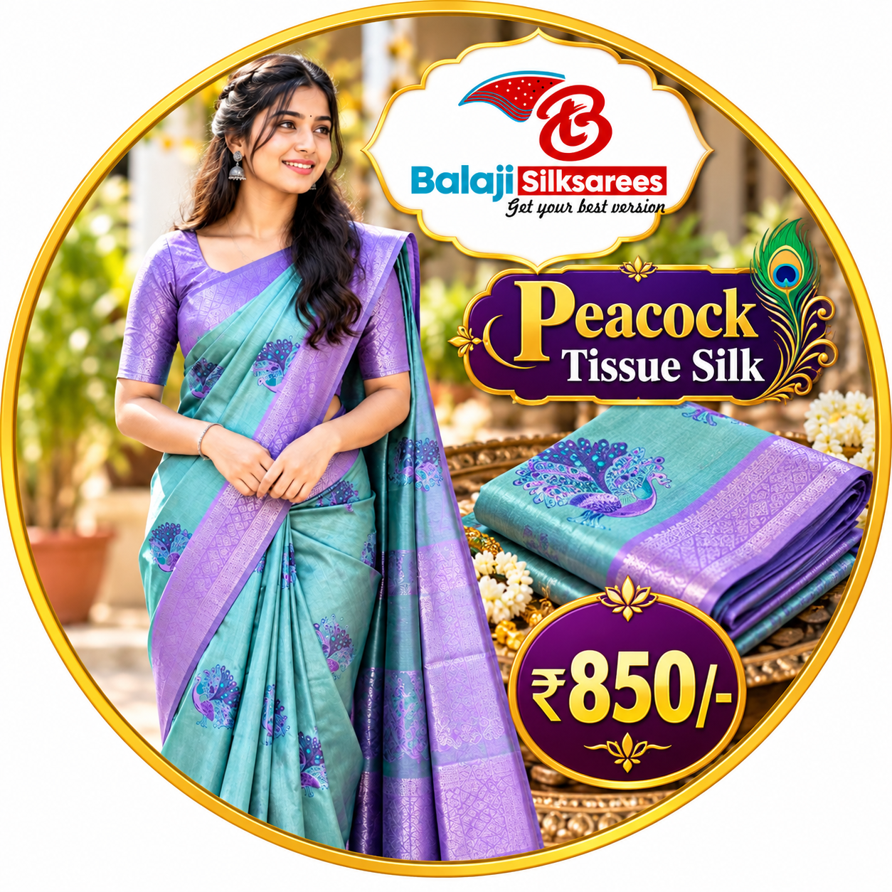 Peacock Tissue Silk
